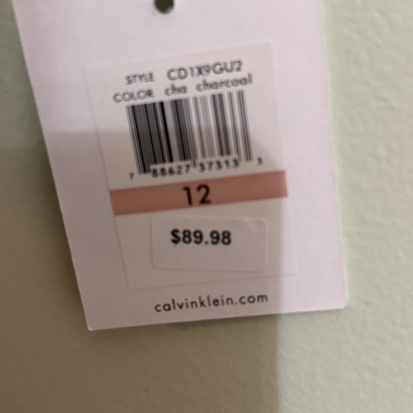 CALVIN KLEIN GRAY WOVEN CAP SLEEVE BELTED DRESS SIZE 12 w/ ORIGINAL TAGS - Picture 8 of 14